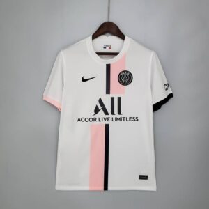 camiseta psg blanca y rosa