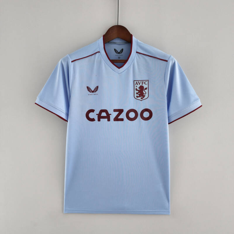 Camiseta Aston Villa segunda equipación 2022-2023 Versión fan frontal Camiseta Aston Villa segunda equipación 2022-2023 Versión fan frontal