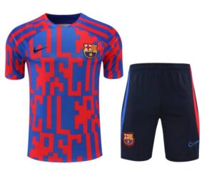 Conjunto de entrenamiento del FC Barcelona manga corta rojo y azul - 2022-2023 - frontal