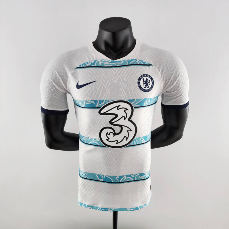Camiseta Chelsea segunda equipación 22-23 -versión jugador-frontal Camiseta Chelsea segunda equipación 22-23 -versión jugador-etiqueta