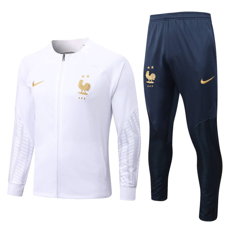 Conjunto de chandal blanco de la Federación Francesa de Fútbol 2022-2023 Conjunto de chandal blanco de la Federación Francesa de Fútbol 2022-2023