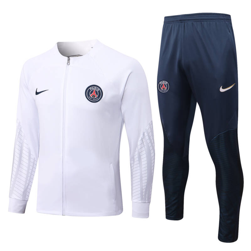 Conjunto de chándal blanco del Paris Saint-Germain 2022-2023 Conjunto de chándal blanco del Paris Saint-Germain 2022-2023