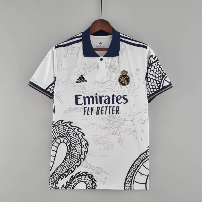 Camiseta Real Madrid drangon chino blanco 2022-2023 frontal Camiseta Real Madrid drangon chino blanco 2022-2023 frontal