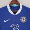 camiseta chelsea mujer azul cuello redondo con botón