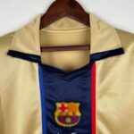 camiseta retro fc barcelona dorado 2002 cuello camisa