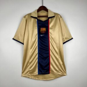 camiseta retro fc barcelona dorado 2002