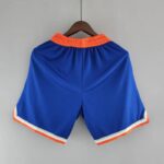 pantalon corto new york knicks azul parte trasera naraja cintura y contorno de la pierna