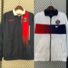 chaqueta reversible del real madrid blanco y negro delante
