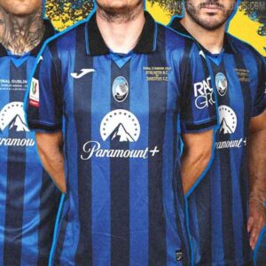 camiseta atalanta 2024 logo paramou