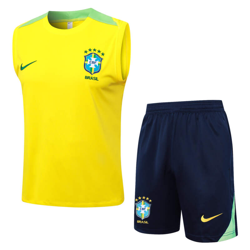 Conjunto de Entrenamiento Brasil Amarillo 2024-2025 parte delantera Conjunto de Entrenamiento Brasil Amarillo 2024-2025 parte delantera