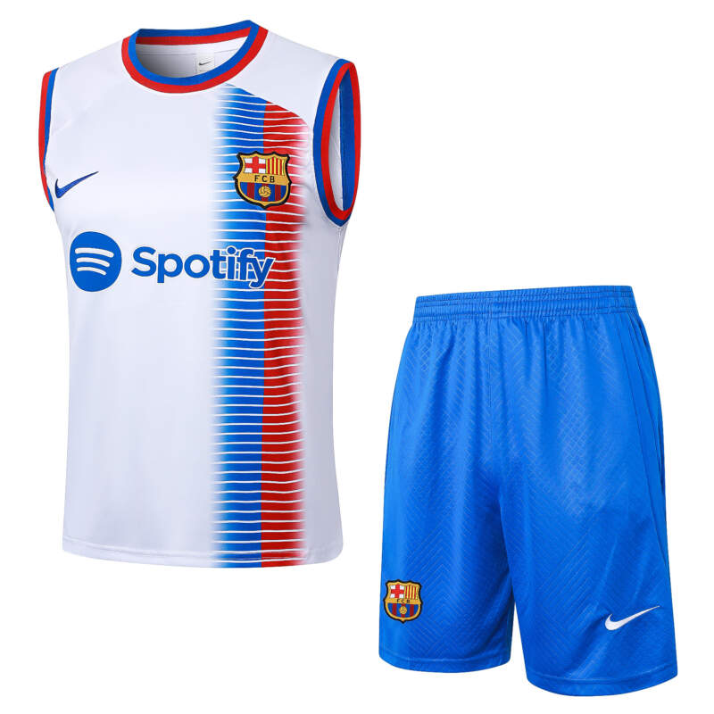 Conjunto de Entrenamiento FC Barcelona Blanco Azul 2024-2025 Conjunto de Entrenamiento FC Barcelona Blanco Azul 2024-2025