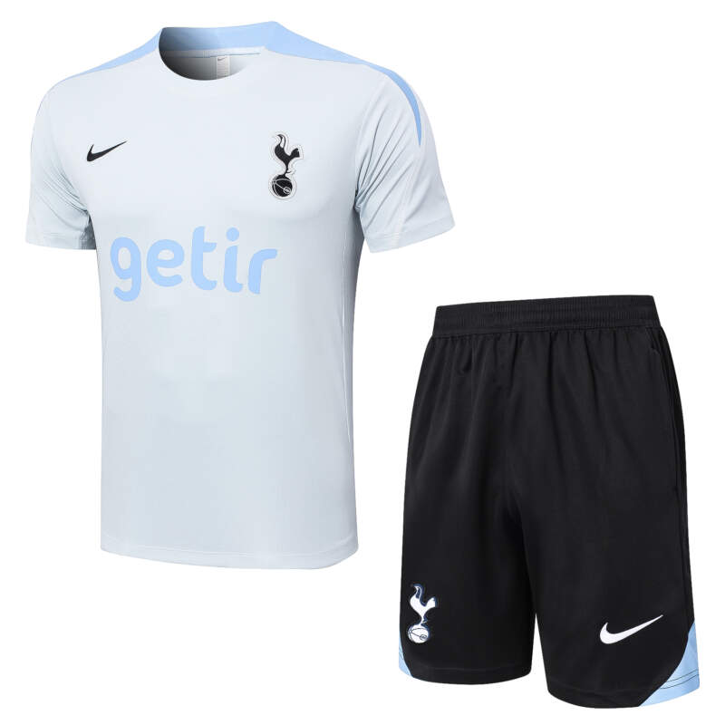 Conjunto de Entrenamiento Tottenham Hotspur Blanco Negro 2024-2025 parte delantera Conjunto de Entrenamiento Tottenham Hotspur Blanco Negro 2024-2025 parte delantera
