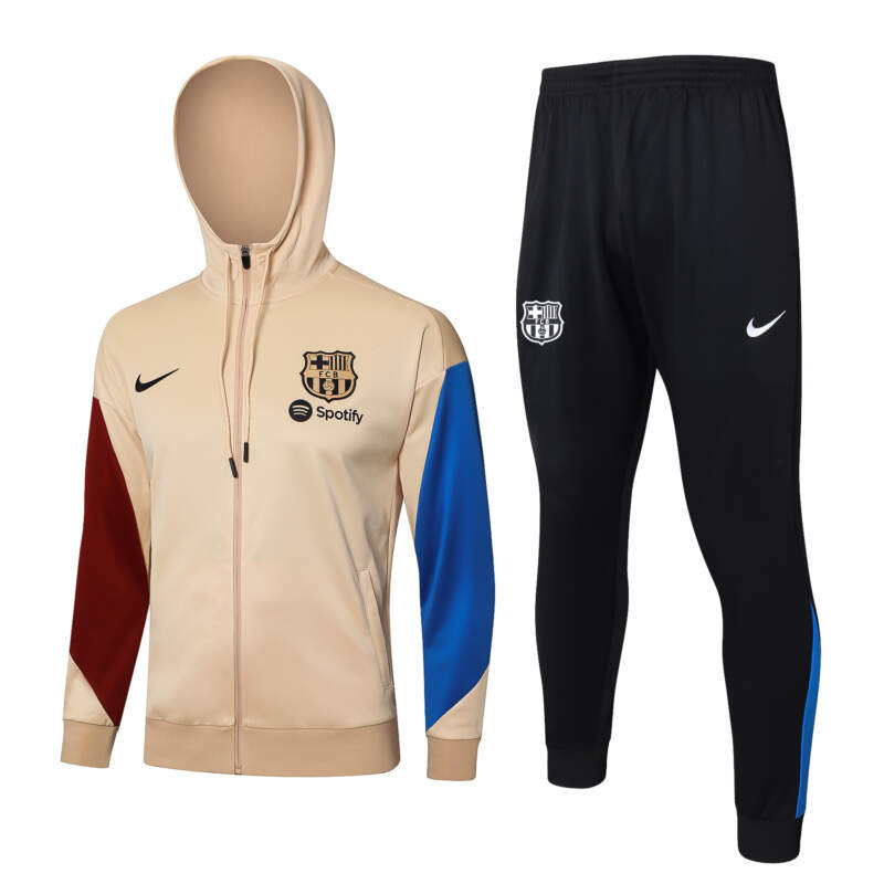 Chandal FC Barcelona con Capucha Crema 2024-2025 Chandal FC Barcelona con Capucha Crema 2024-2025