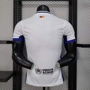 Camiseta Edicion Especial Blanca con Franjas Azulgrana Barcelona Version Jugador dorsal