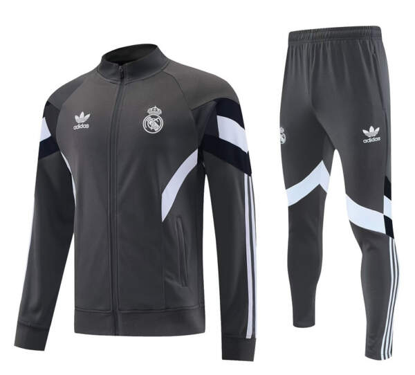 Chandal Real Madrid Gris con blanco 2025-2026 Chandal Real Madrid Gris con blanco 2025-2026
